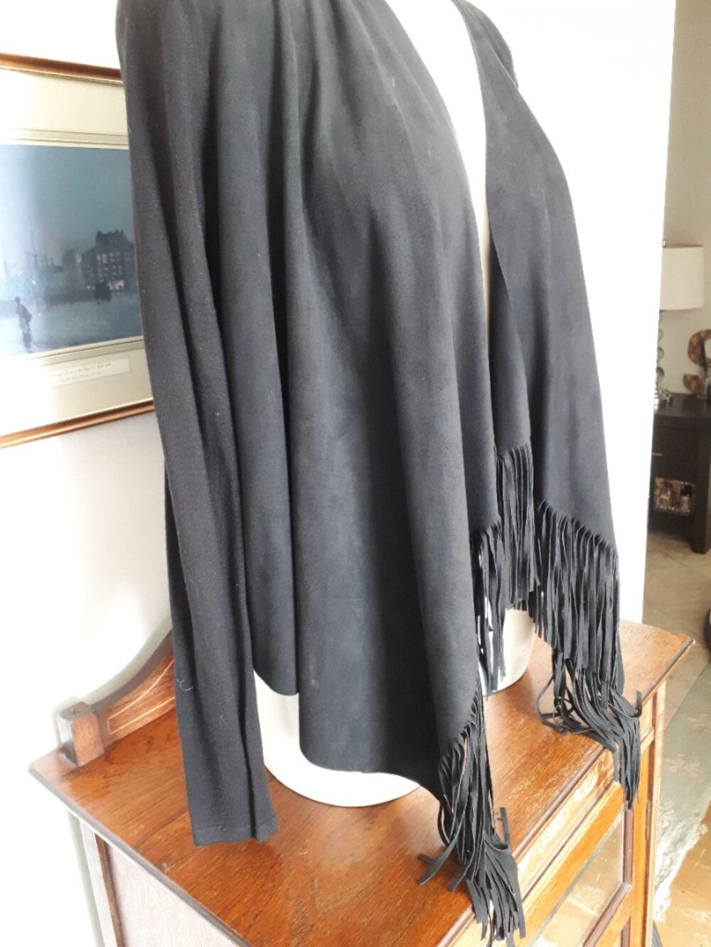 SALE ITEM!  Black fringed jacket - sz. L
